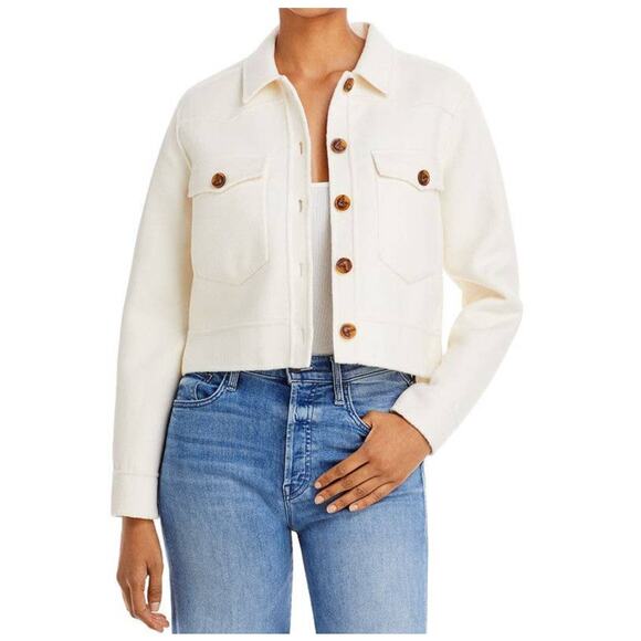 Rails Easton Cream Wool Blend Cropped Shirt Jacket (Size M) - Picture 1 of 7